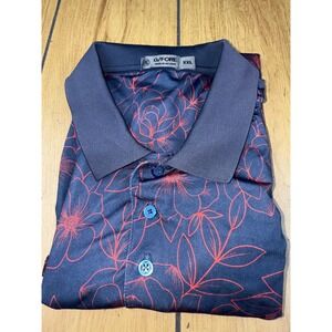 G/FORE Mens‎ XXL Golf Polo Shirt Navy Blue Red Floral Print Logo
